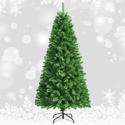 Tangkula Pre-lit Artificial Christmas Tree, Multi-Colored Fiber Optic Spruce Tree Artificial Xmas Tree