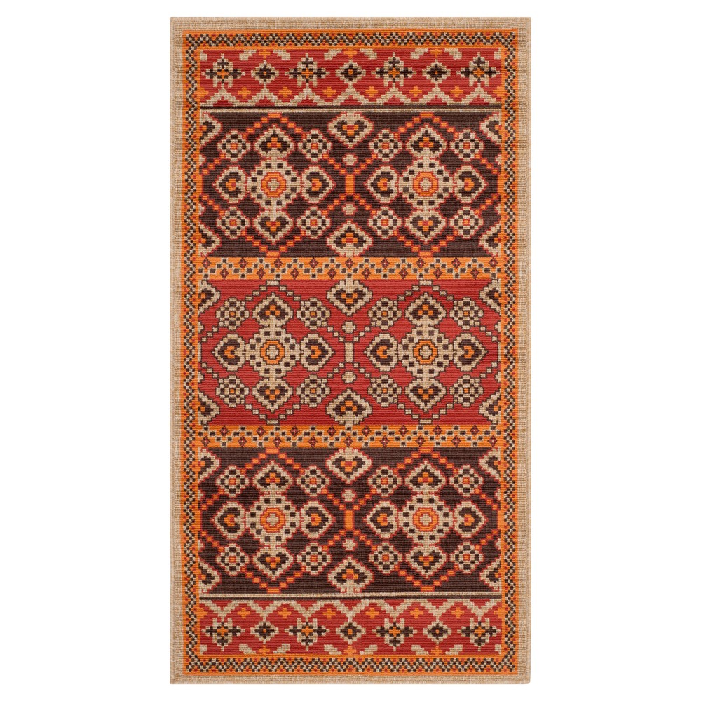 Almira Indoor/Outdoor Accent Rug - Red/Chocolate (2'7inx5') - Safavieh