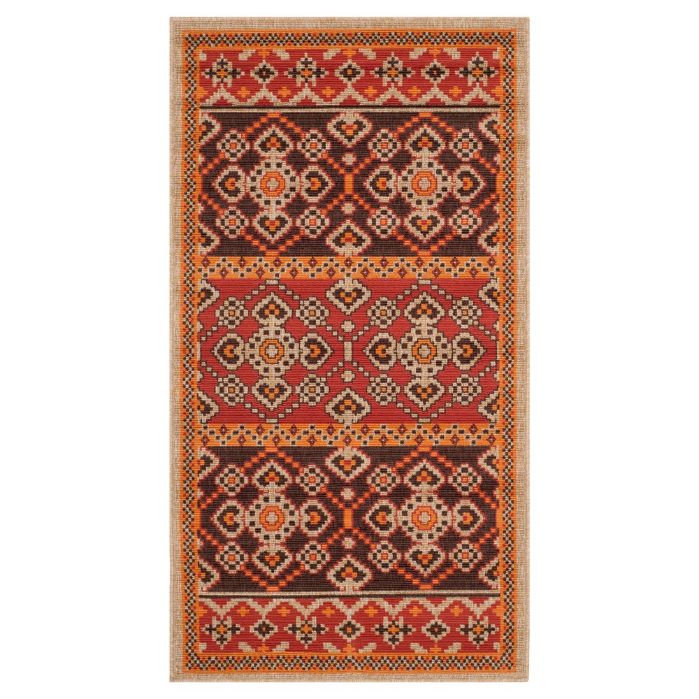 Almira Indoor/Outdoor Accent Rug - Red/Chocolate (2'7inx5') - Safavieh