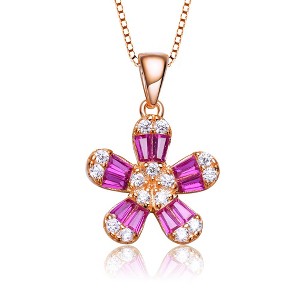 Flower Style Cubic Zirconia Pendant Necklace - Elegant Jewelry for Timeless Beauty and Sophisticated Charm - 1 of 4