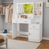 FONTOI 43.3"W Vanity Table with 5 Drawers and 3 Open Shelves Smooth MDF Surface for Bedroom Dressing Room, White/Black, 43.31"*15.75"*55.91" - 4 of 4