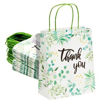 Sparkle and Bash 50 Pack Medium Thank You Paper Gift Bags with Handles for Party Favors, Shopping Merchandise Bags, White, 10x8 in
