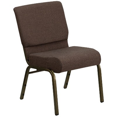 Flash Furniture HERCULES™ Series Auditorium Chair - Stacking Padded Chair - 21inch Wide Seat - Brown Fabric/Gold Vein Frame