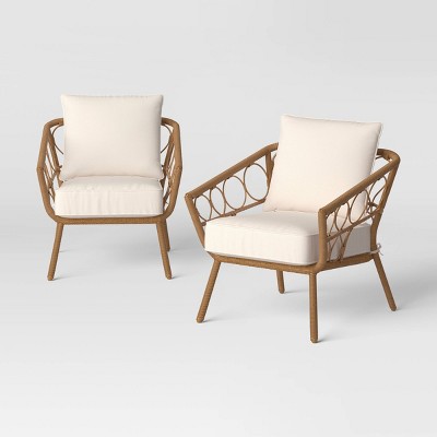 2pc Britanna Outdoor Patio Chairs Club Chairs Natural Threshold