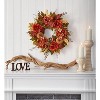 Nearly Natural 24” Peony, Hydrangea and Pumpkin Fall Artificial Wreath - 3 of 3