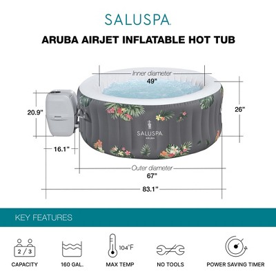 Bestway SaluSpa Aruba Gray Inflatable Round Hot Tub with 110 Jets