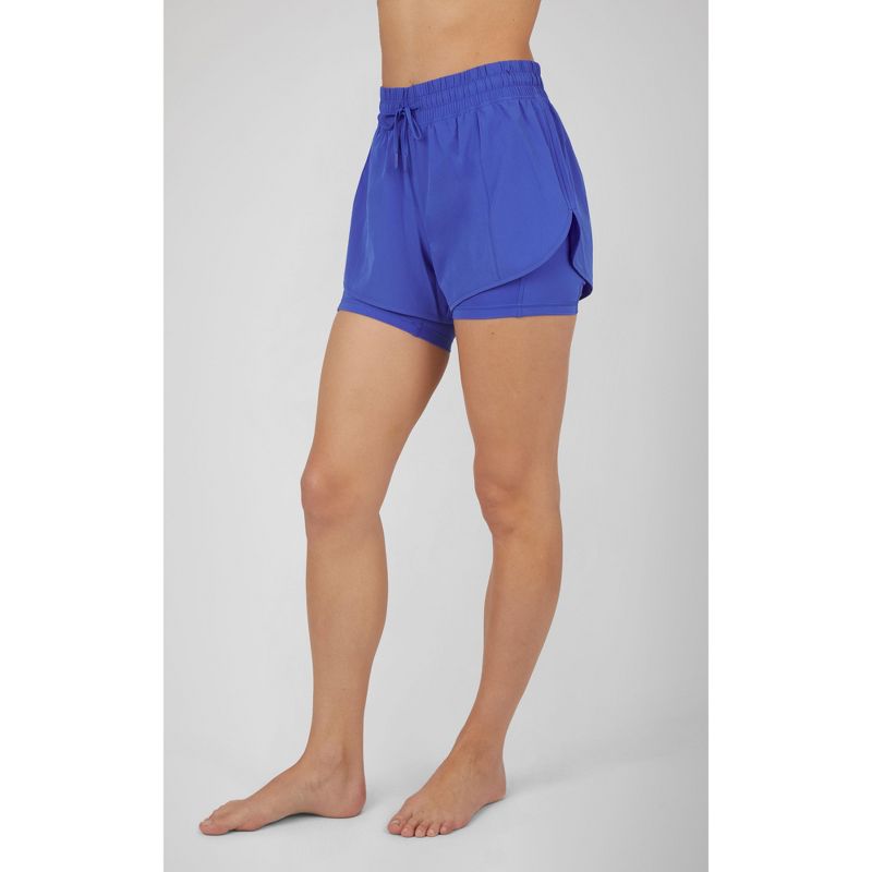 90 Degree By Reflex Womens Lux 2-in-1 Running Shorts with Drawstring, 2 of 5