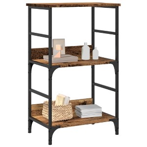 CLIHOME 3-Tier Decorative Bookshelf Open Display Shelves Storage Rack Metal Frame - 1 of 4