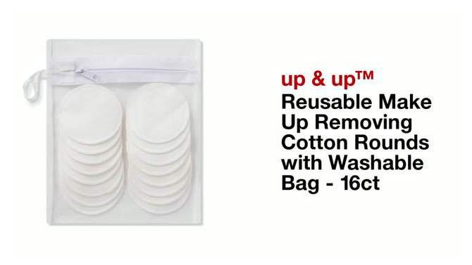 Reusable Make Up Removing Cotton Rounds with Washable Bag - 16ct - up & up™, 2 of 5, play video