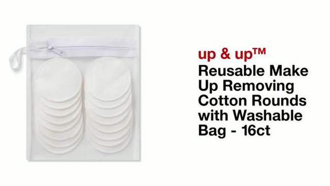 Reusable Make Up Removing Cotton Rounds with Washable Bag - 16ct - up & up™, 2 of 6, play video