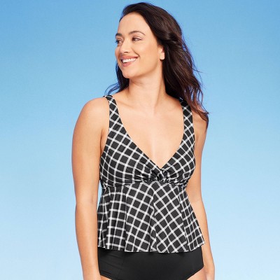 Women's Gingham Front Cropped Tankini Top - Kona Sol™ Multi XS