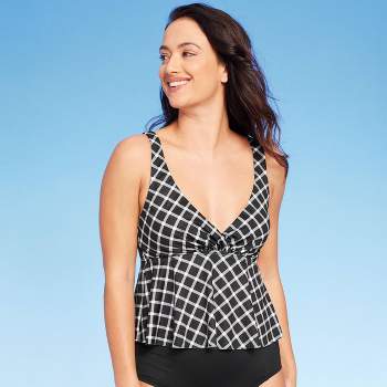 Women's Gingham Front Cropped Tankini Top - Kona Sol™ Multi