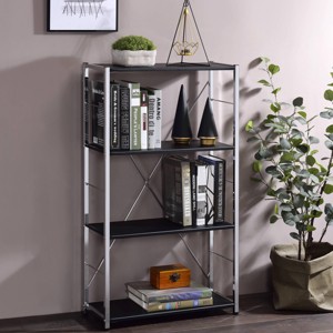 INFURNIC Decorative Bookshelf 4 Tier Storage Shelf with Sturdy Chrome Metal Frame and Modern Minimalist Design, Black, 11"*24"*42" - 1 of 4