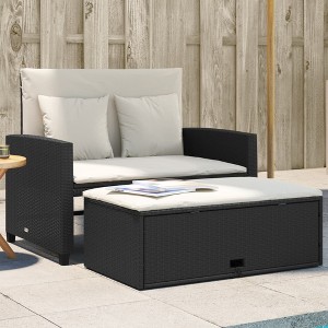 Patio Sofa with Cushions 2-Seater  Poly Rattan vidaXL - 1 of 4