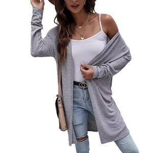 Clearlove Womens Cardigans Lightweight Long Sleeve Knit Draped Open Front Cardigan Sweaters Casual Loose Sweater - 1 of 4