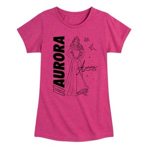 Girls' - Disney Princess - Aurora Sleeping Beauty With Birds Fitted Short Sleeve Graphic T-Shirt - 1 of 4