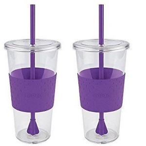 Copco Sierra 2-Pack 24 Ounce Iced Beverage Tumbler Cup with Straw & Spill Resistant Lid, BPA Free - 1 of 4