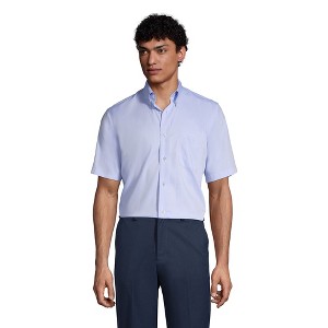 Lands' End School Uniform Men's Short Sleeve No Iron Pinpoint Dress Shirt - 1 of 4
