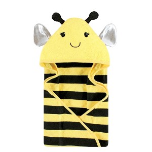 Hudson Baby Unisex Baby Cotton Animal Face Hooded Towel, Yellow Bee, One Size - 1 of 3