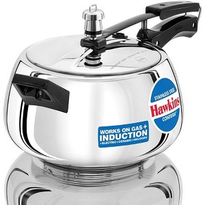 Hawkins 5L Stainless Steel Contura Induction Compatible Pressure Cooker: Cool Touch Handle, Hand Wash, Stovetop Use - 1 of 4