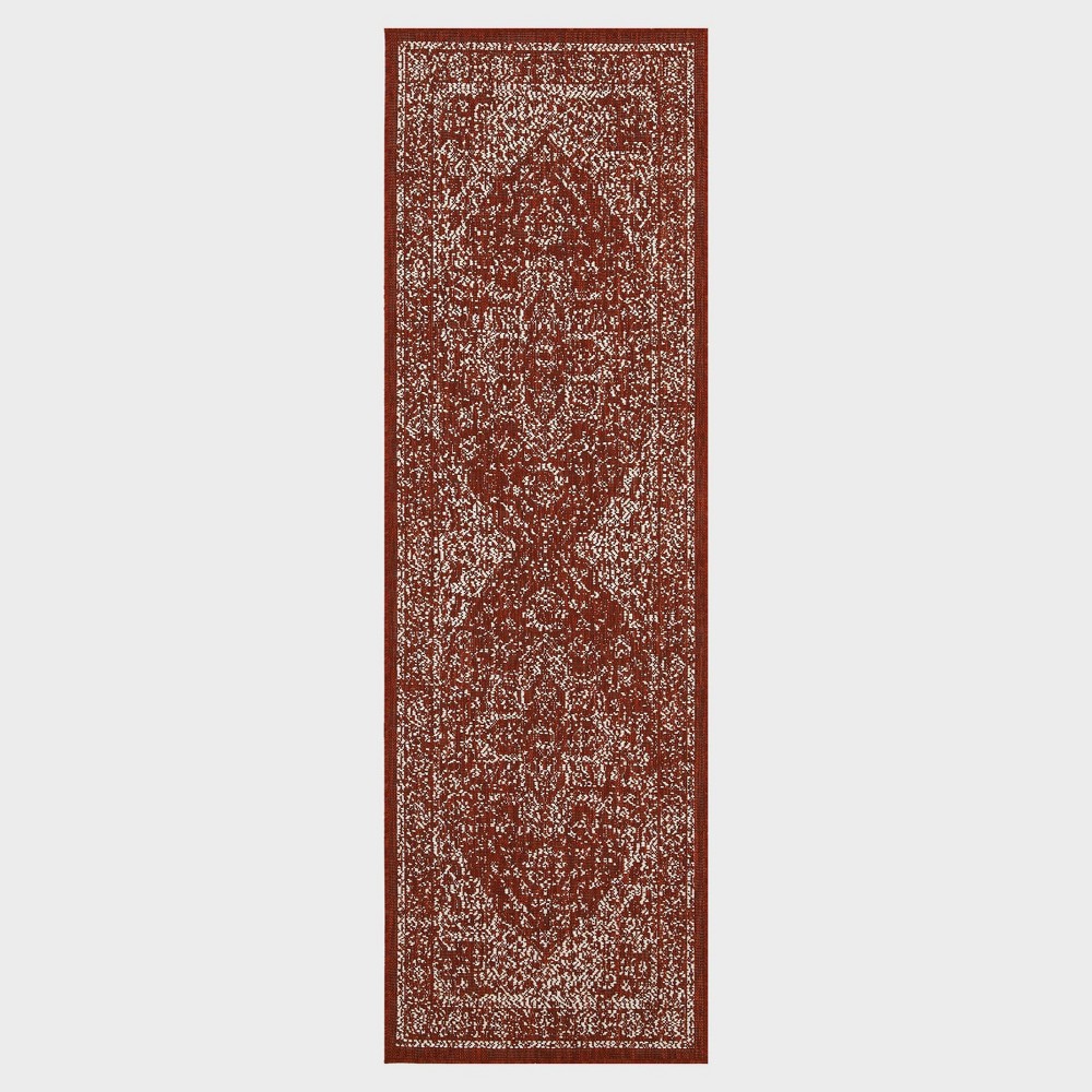 Photos - Area Rug Playa Rug 2'6''x8' Machine Washable Zaria Rectangle Woven Indoor Outdoor Runner Red: UV & Stain-Resistant, Low Pile