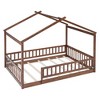 CAVINAS Full Size Wood Montessori Bed,Modern Floor Bed with House Shaped Frame and Safety Fence,Toddler Bed for Bedroom - 4 of 4