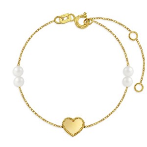 Girls' Framed Heart With Freshwater Cultured Pearls Bracelet 14k Gold -  In Season Jewelry - 1 of 1