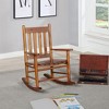 Simple Relax Wooden Youth Rocking Chair with Slatted Backrest in Golden Brown - 2 of 4