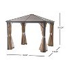 GDFStudio Edwin Outdoor 10' x 10' Aluminum Hardtop Gazebo with Curtains - 3 of 4