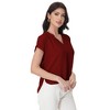 Anna-Kaci Women's Short Sleeve Blouse with Gathered V-Neckline and Rolled Cuffs - 3 of 4