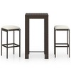 vidaXL 3 Piece Patio Bar Set with Cushions Poly Rattan Brown - 2 of 4