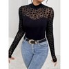 Women's Mesh Panel Long Sleeve Fitted Top Slim Fit Basic Tee - 2 of 4