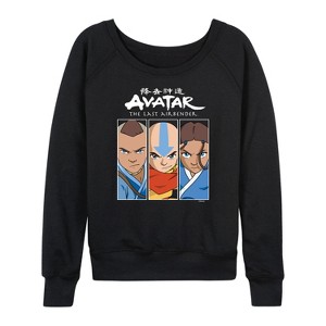 Women's - Avatar: The Last Airbender - Sokka Aang Katara Lightweight French Terry Wide Neck Long Sleeve Shirt - 1 of 4