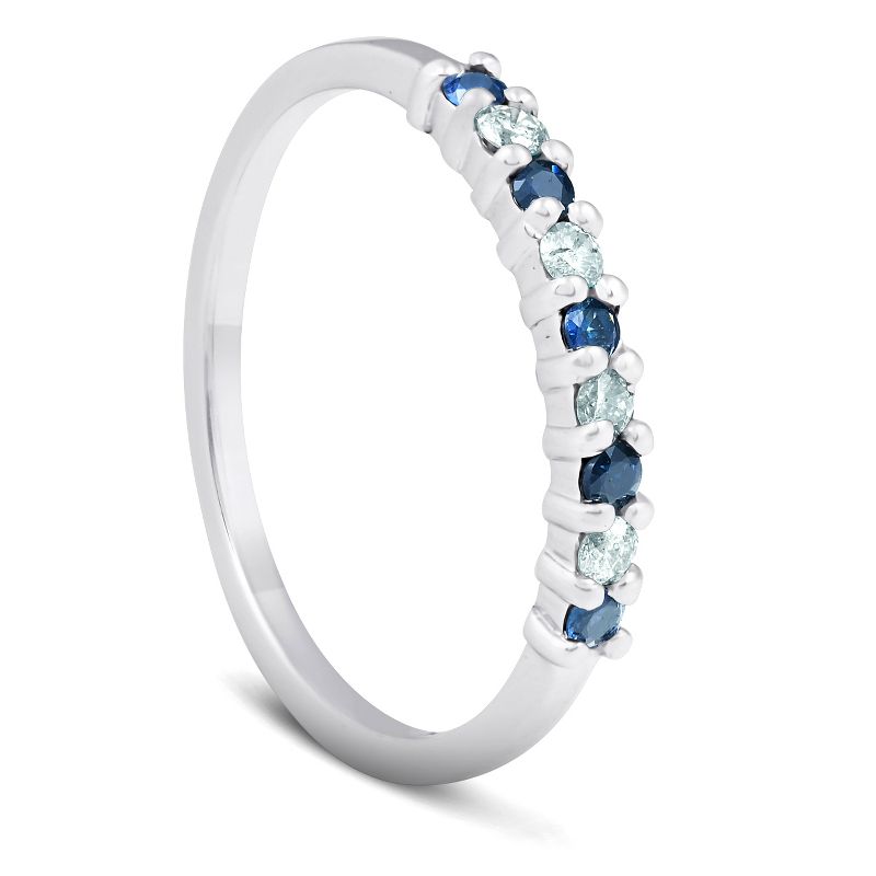 Pompeii3 1/4CT Blue Sapphire & Diamond Wedding Ring 10K White Gold, 2 of 6