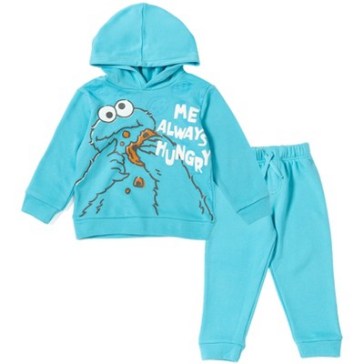 Sesame Street Cookie Monster Toddler Boys Fleece Pullover Hoodie and Pants  Outfit Set Blue 5T