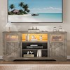 Farmhouse TV Stand with LED Lights, Entertainment Center for 65/60/55 Inches Televisions - 3 of 4