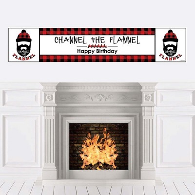 Big Dot of Happiness Lumberjack - Channel the Flannel - Buffalo Plaid Happy Birthday Decorations Party Banner