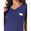 cheibear Women's Pajama Dress Heart Print Lace Trim Short Sleeves Lounge Nightgowns - 4 of 4