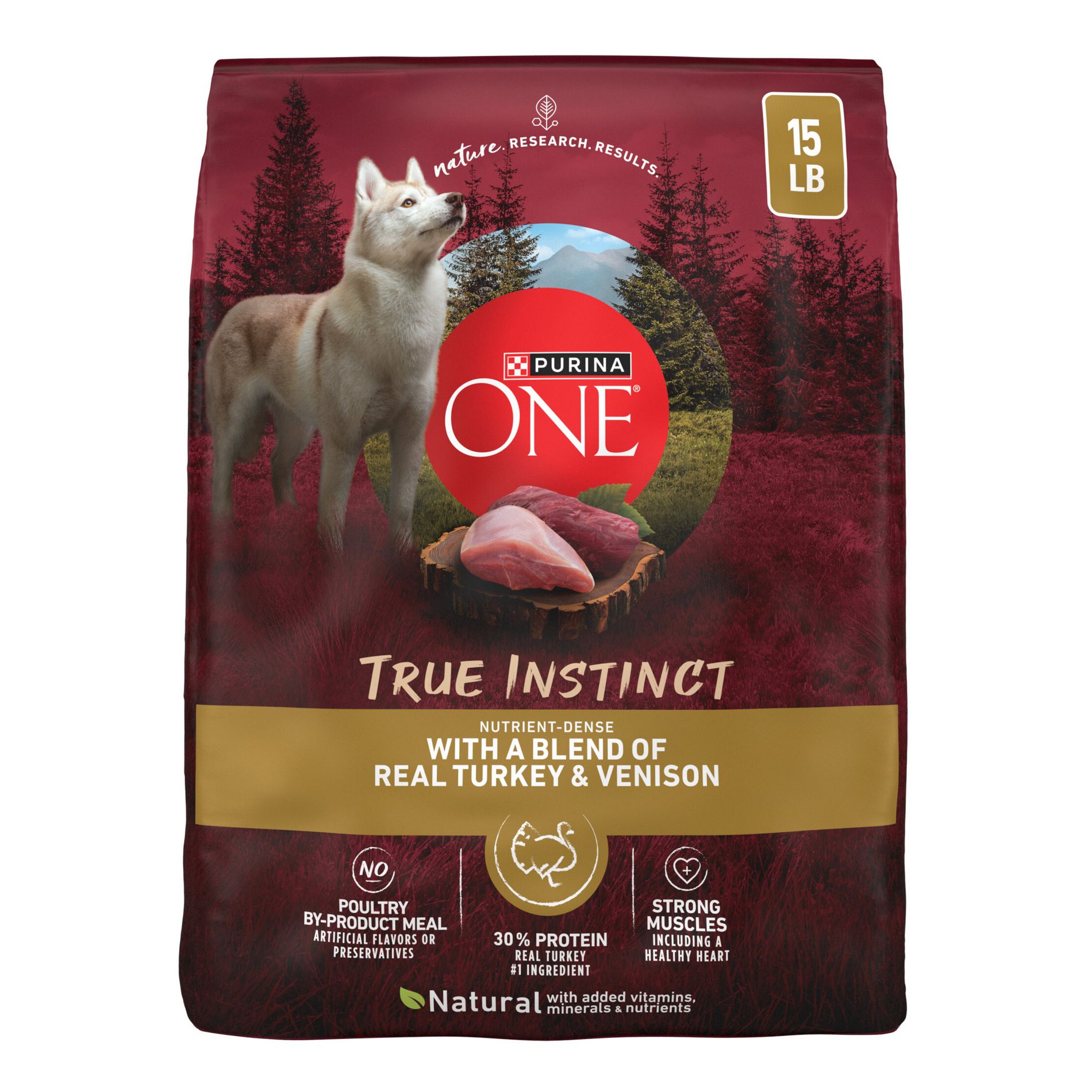 Purina ONE SmartBlend True Instinct Natural Real Turkey & Venison Flavor Dry Dog Food - 15lbs