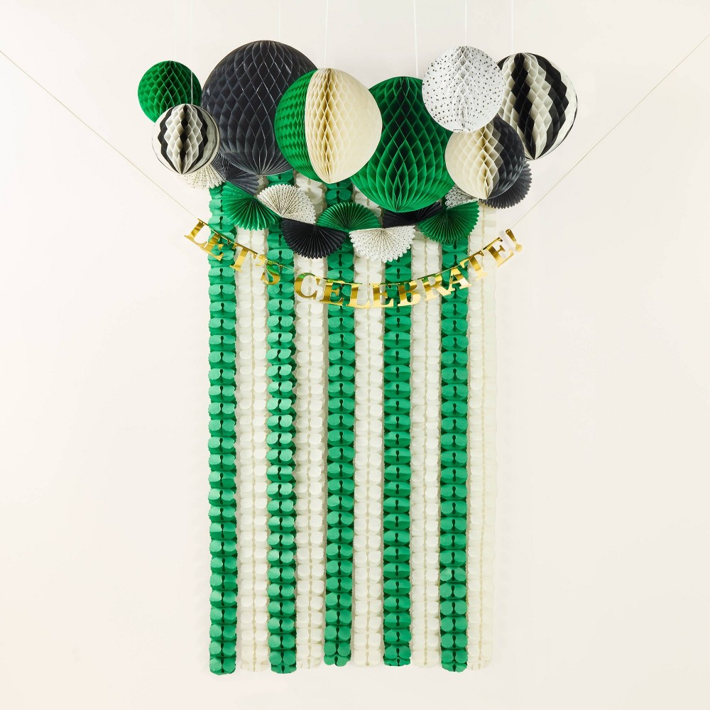 Streamer Honey Comb and Customizable Letter Kit Black/Cream/Green - kate spade new york x Target