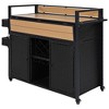 Nestfair 52.8" Wicker Grill Cart with Extended Plastic Wood Table Top and Lockable Wheels Black - 2 of 4
