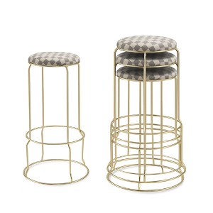 Kings Brand Furniture 4-Pack Stack Stools, Upholstered w/Metal Legs Backless Stackable  Bar and Counter Height Stool, Dining Room Kitchen Chairs - 1 of 4