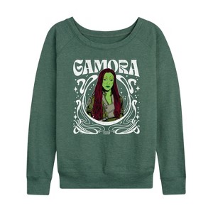 Women's - Marvel - Guardians of the Galaxy Gamora Art Nouveau Lightweight French Terry Wide Neck Long Sleeve Shirt - 1 of 4