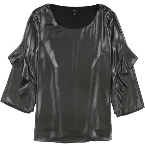 Alfani Womens Metallic Flounce Sleeve Pullover Blouse - 1 of 1