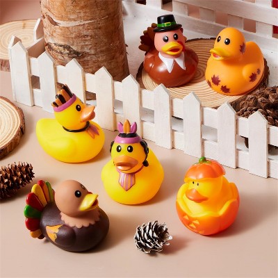 Joyfy 18PCS Thanksgiving Rubber Ducky Bath Toys, Thanksgiving Party Favor Gifts, Fun Rubber Bath Duck Toys for Kids & Toddlers Boys Girls
