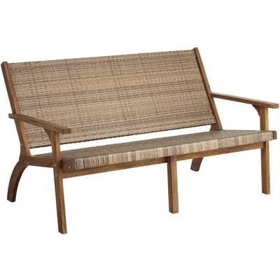 Teal Island Designs Perry 55 1/4" Wide Natural Wood Outdoor Sofa