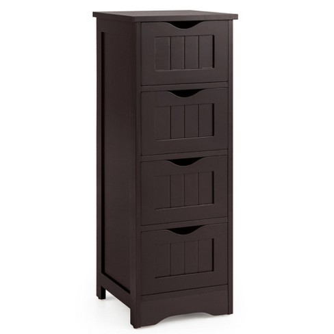 Tangkula Bathroom Floor Cabinet Free Standing Storage Side Organizer W/4  Drawers : Target