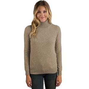 JENNIE LIU Women's 100% Pure Cashmere Long Sleeve Turtleneck Pullover Sweater - 1 of 3