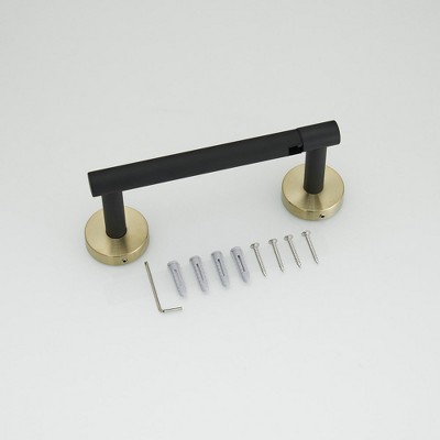 Gold and Black Stainless Steel Pivoting Toilet Paper Holder