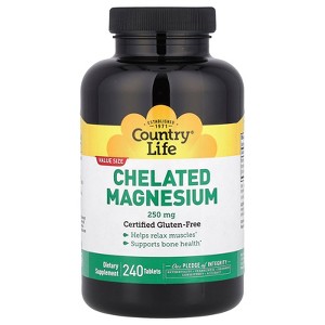 Country Life Chelated Magnesium, 250 mg, 240 Tablets - 1 of 2
